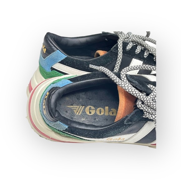 Gola aso Free People ψ Eclipse Trident Comfort Trainers Suede Sneakers ψ Black - Picture 14 of 16